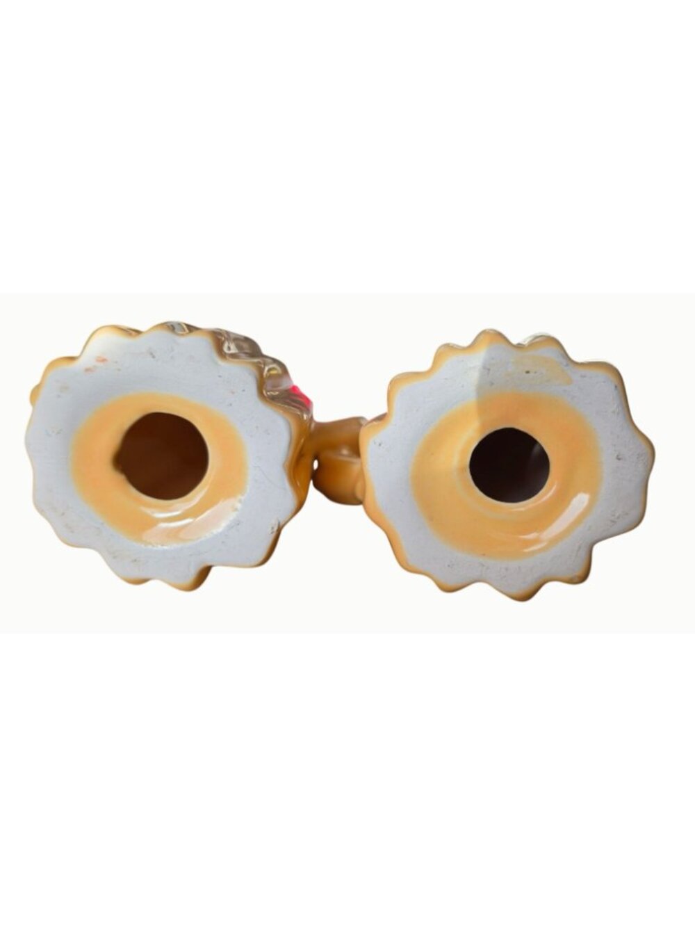 Ceramic Saguaro Cactus Figurines Pair Yellow Mustard Southwest Desert Decor 5" - Picture 3 of 6